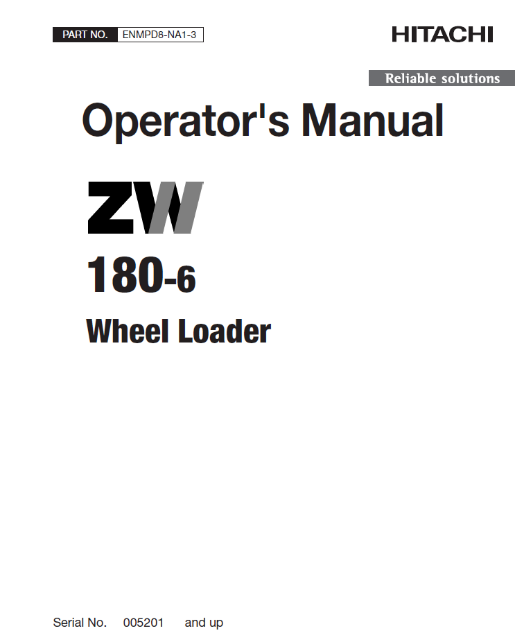 ZW140-6, ZW150-6, ZW150PL-6 | Hitachi | Operator's Manual | Garton